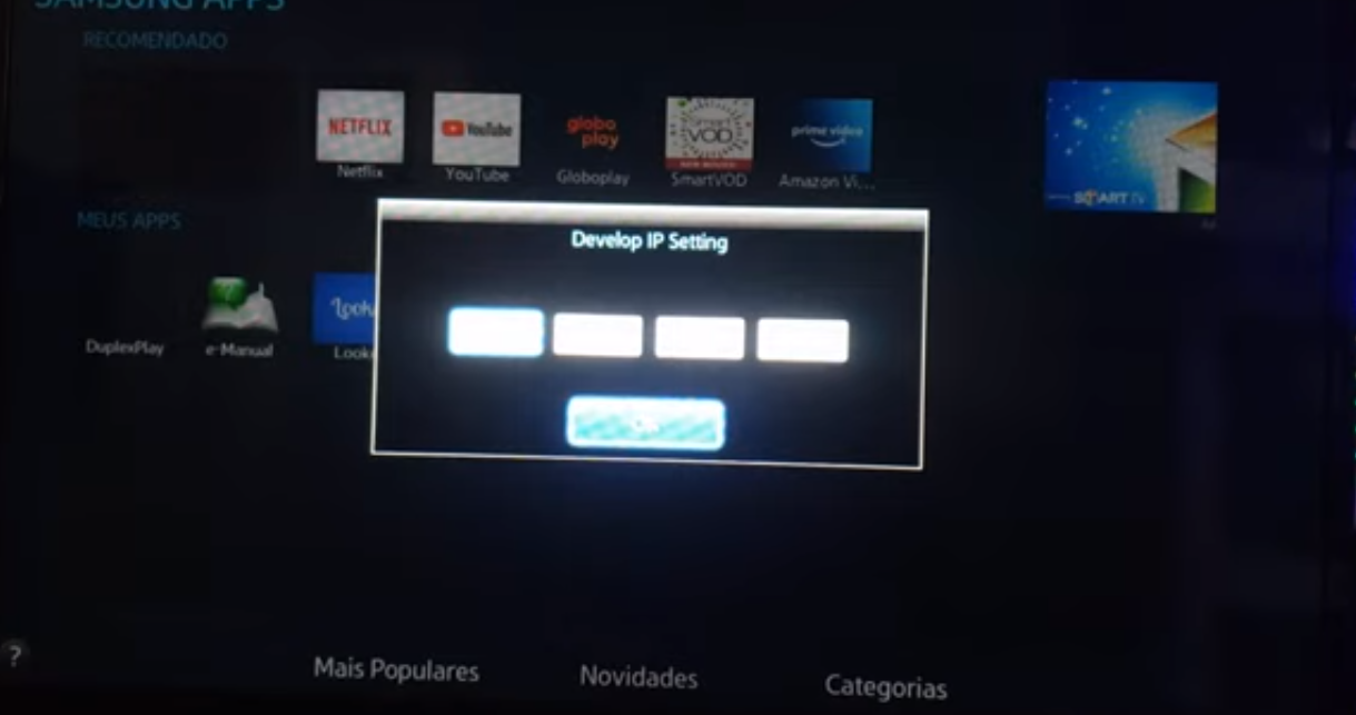 Configurando o IP da Smart TV Samsung